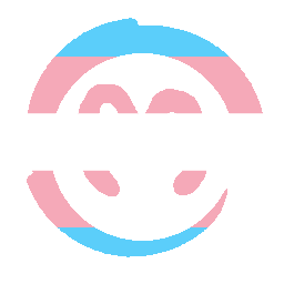 Transgender flag in the shape of this site's logo.